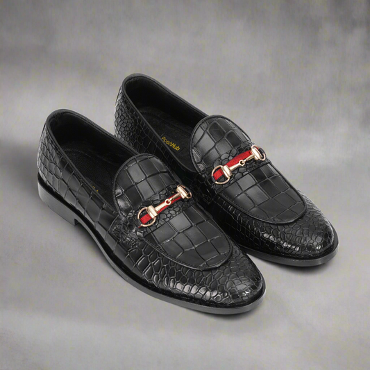 Black Oxford Crocodile with leather sole