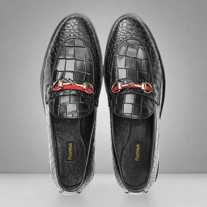 Black Oxford Crocodile with leather sole