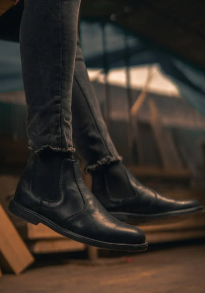 Black Cow Leather Chelsea boots